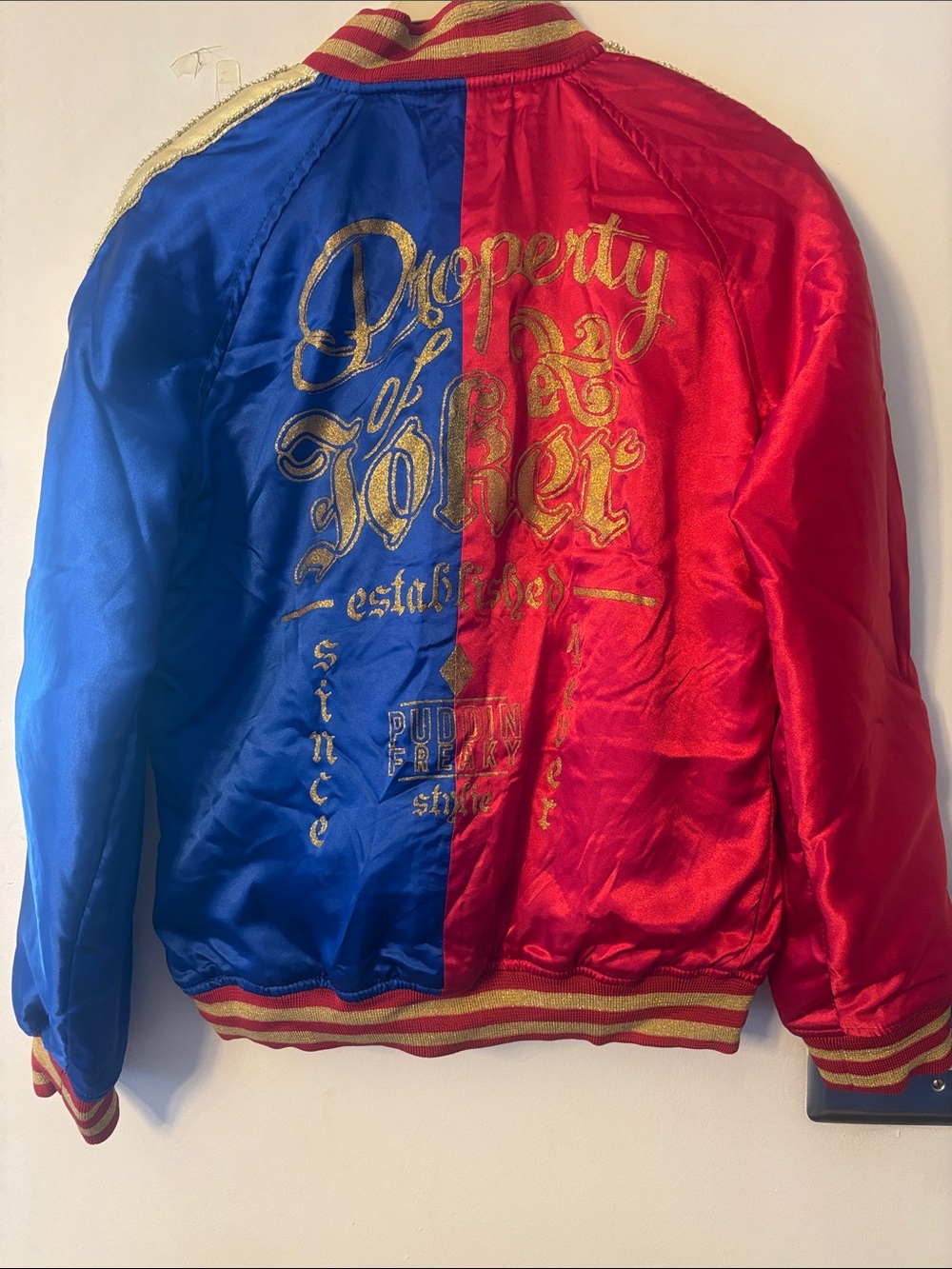 Suicide Squad Joker-Inspired Bomber Jacket in Blue & Red